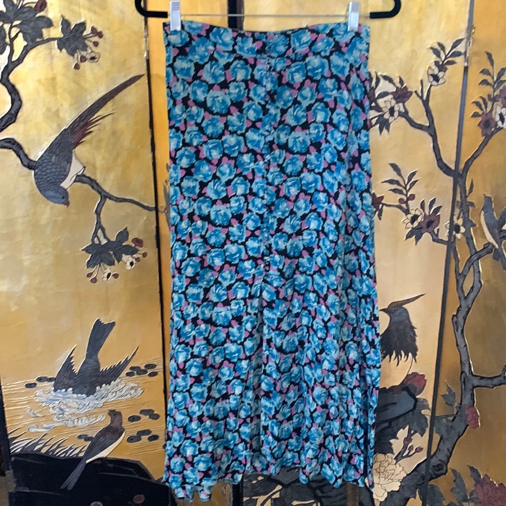 Zara Blue Floral Midi Skirt | Size Small